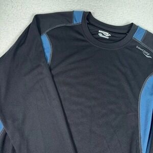 Saucony Athletic Shirt Mens XL Black Long Sleeve Performance Running Gym Top